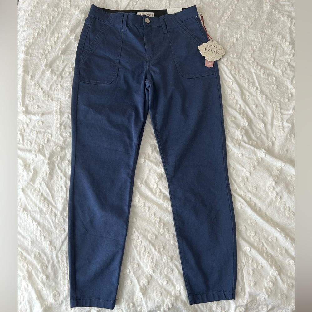 Knox Rose Dark Blue Mid Rise Skinny Ankle Pants